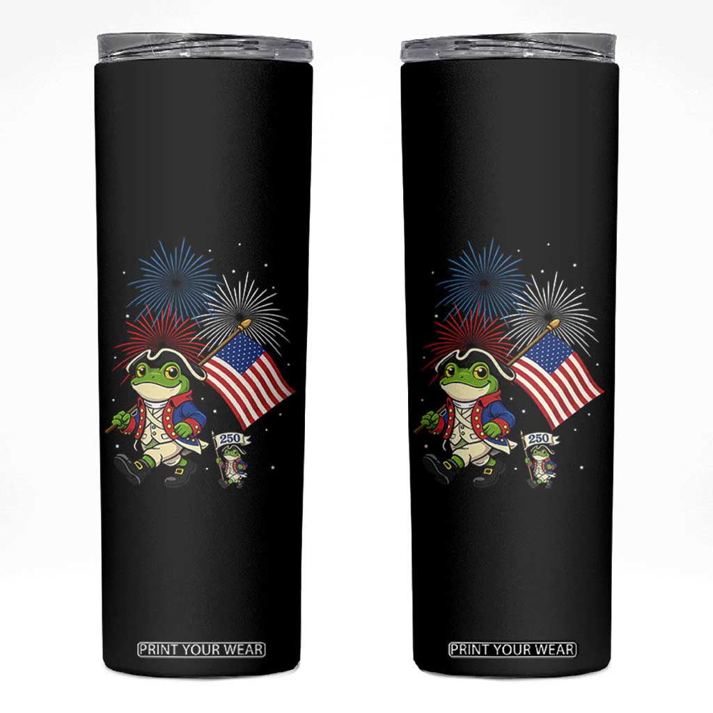 Funny Patriotic Frog Skinny Tumbler Celebrating 250 Years Of Freedom TS12 Black Print Your Wear