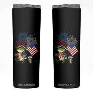 Funny Patriotic Frog Skinny Tumbler Celebrating 250 Years Of Freedom TS12 Black Print Your Wear