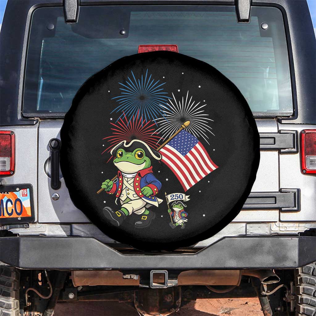 Funny Patriotic Frog Spare Tire Cover Celebrating 250 Years Of Freedom TS12 No hole Black Print Your Wear