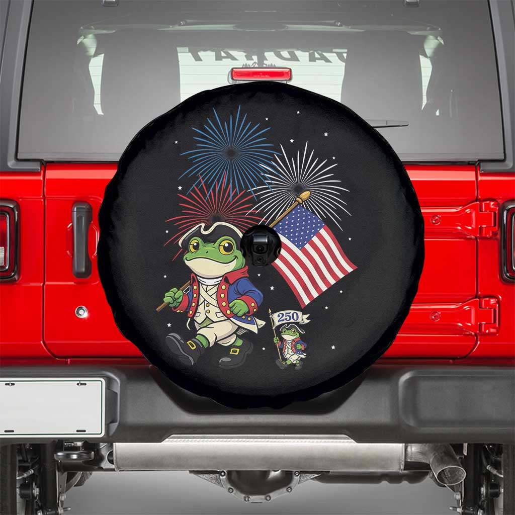 Funny Patriotic Frog Spare Tire Cover Celebrating 250 Years Of Freedom TS12 Black Print Your Wear