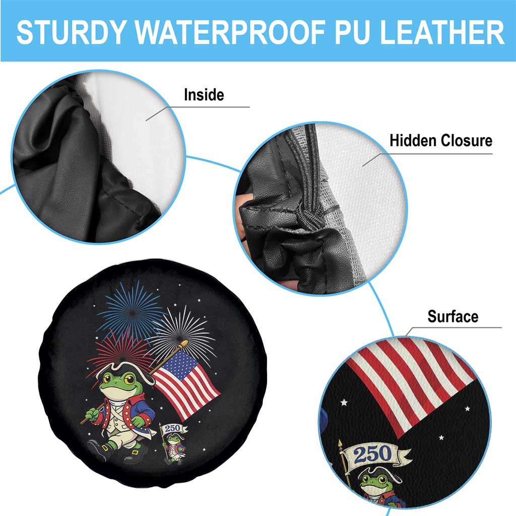 Funny Patriotic Frog Spare Tire Cover Celebrating 250 Years Of Freedom TS12 Print Your Wear