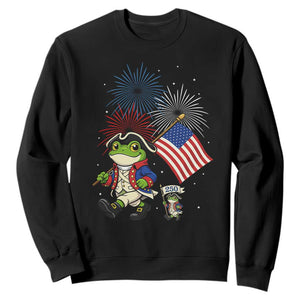 Funny Patriotic Frog Sweatshirt Celebrating 250 Years Of Freedom TS12 Black Print Your Wear