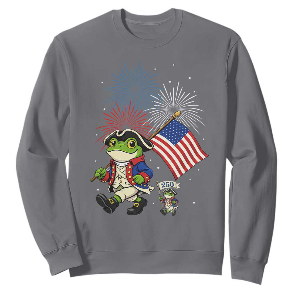 Funny Patriotic Frog Sweatshirt Celebrating 250 Years Of Freedom TS12 Charcoal Print Your Wear