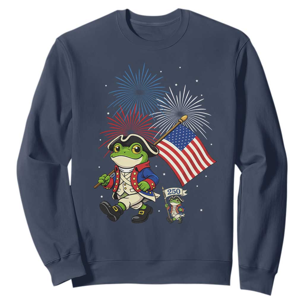 Funny Patriotic Frog Sweatshirt Celebrating 250 Years Of Freedom TS12 Navy Print Your Wear
