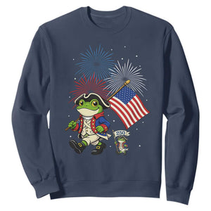 Funny Patriotic Frog Sweatshirt Celebrating 250 Years Of Freedom TS12 Navy Print Your Wear