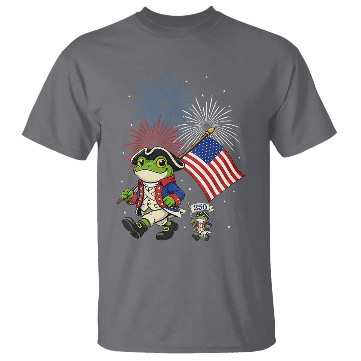 Funny Patriotic Frog T Shirt Celebrating 250 Years Of Freedom TS12 Charcoal Print Your Wear