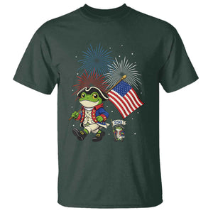 Funny Patriotic Frog T Shirt Celebrating 250 Years Of Freedom TS12 Dark Forest Green Print Your Wear