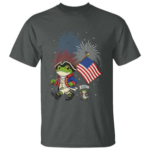 Funny Patriotic Frog T Shirt Celebrating 250 Years Of Freedom TS12 Dark Heather Print Your Wear
