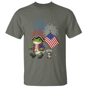 Funny Patriotic Frog T Shirt Celebrating 250 Years Of Freedom TS12 Military Green Print Your Wear