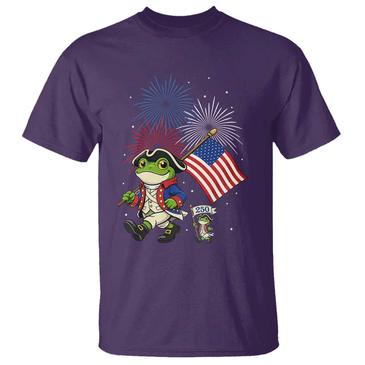 Funny Patriotic Frog T Shirt Celebrating 250 Years Of Freedom TS12 Purple Print Your Wear