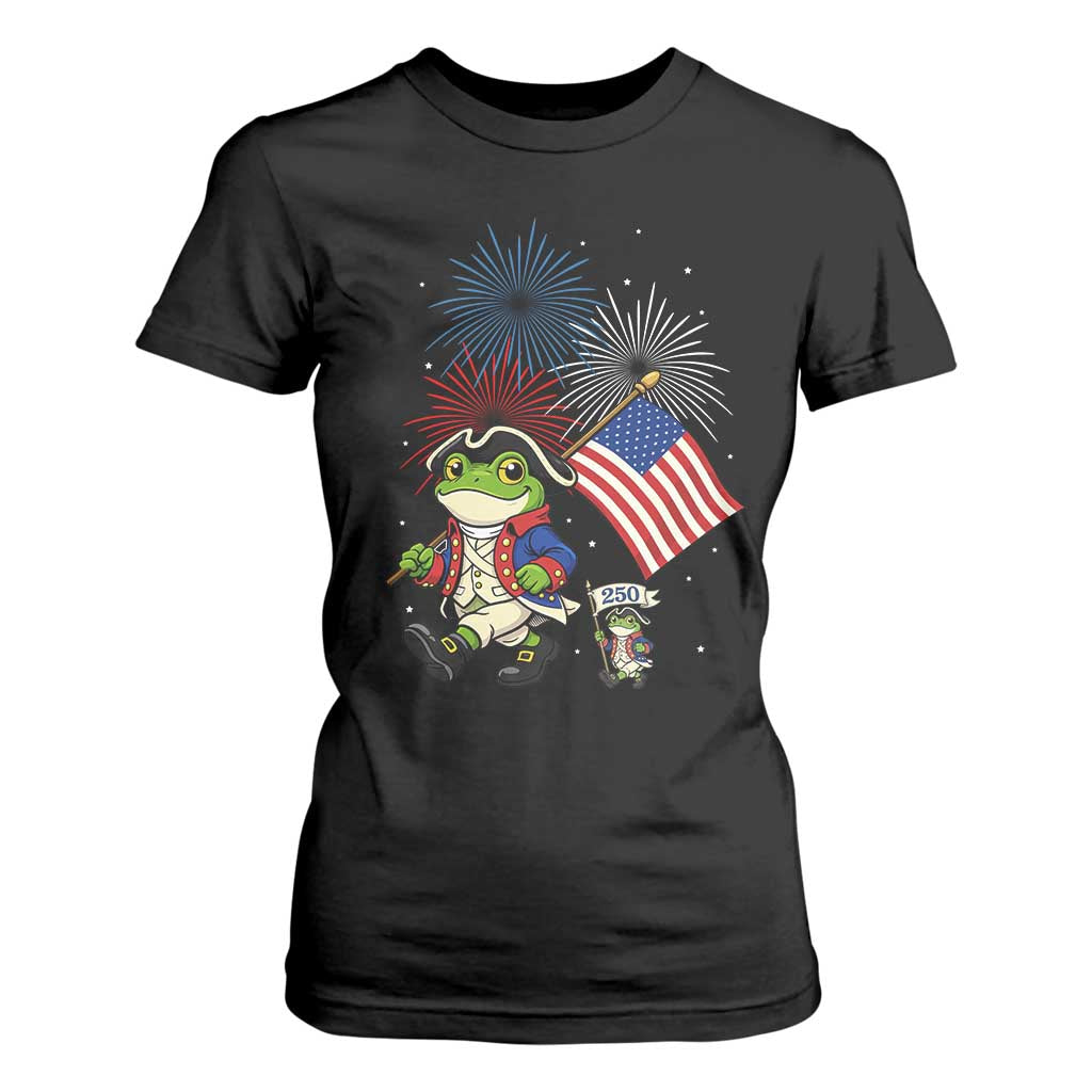 Funny Patriotic Frog T Shirt For Women Celebrating 250 Years Of Freedom TS12 Black Print Your Wear