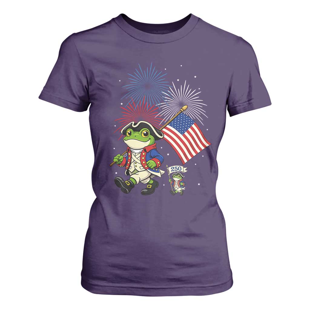 Funny Patriotic Frog T Shirt For Women Celebrating 250 Years Of Freedom TS12 Purple Print Your Wear