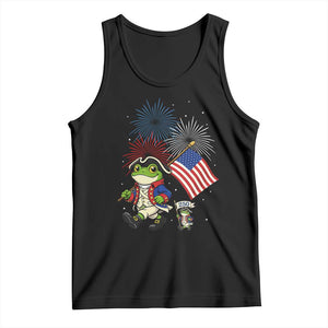 Funny Patriotic Frog Tank Top Celebrating 250 Years Of Freedom TS12 Black Print Your Wear