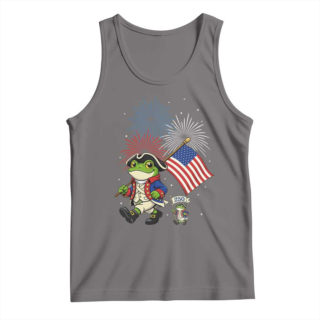 Funny Patriotic Frog Tank Top Celebrating 250 Years Of Freedom TS12 Deep Heather Print Your Wear