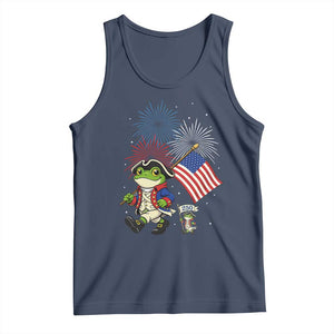 Funny Patriotic Frog Tank Top Celebrating 250 Years Of Freedom TS12 Navy Print Your Wear