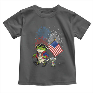 Funny Patriotic Frog Toddler T Shirt Celebrating 250 Years Of Freedom TS12 Dark Heather Print Your Wear