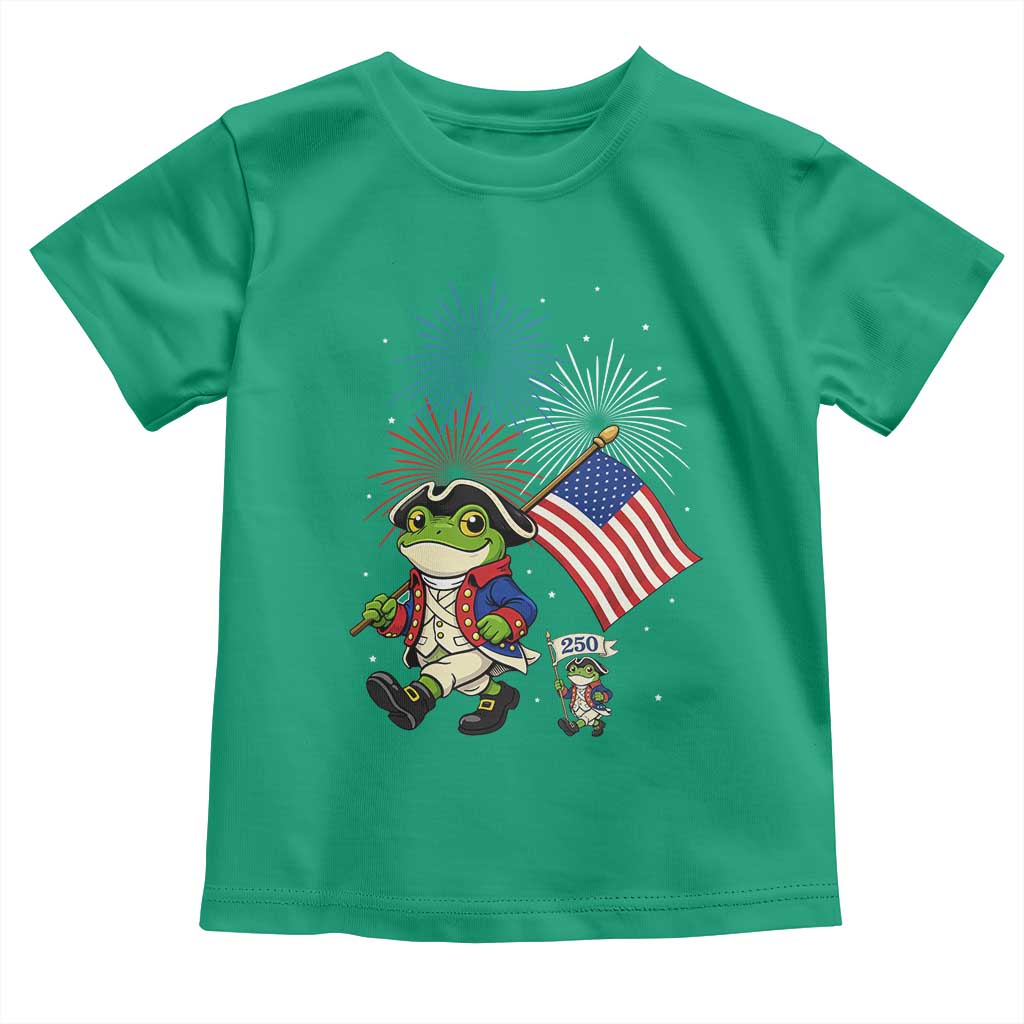 Funny Patriotic Frog Toddler T Shirt Celebrating 250 Years Of Freedom TS12 Irish Green Print Your Wear