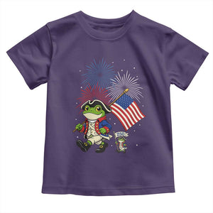 Funny Patriotic Frog Toddler T Shirt Celebrating 250 Years Of Freedom TS12 Purple Print Your Wear