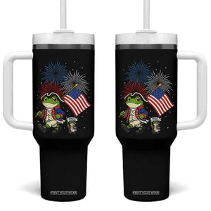 Funny Patriotic Frog Tumbler With Handle Celebrating 250 Years Of Freedom TS12 One Size: 40 oz Black Print Your Wear