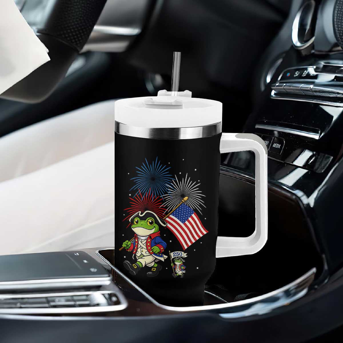 Funny Patriotic Frog Tumbler With Handle Celebrating 250 Years Of Freedom TS12 Print Your Wear
