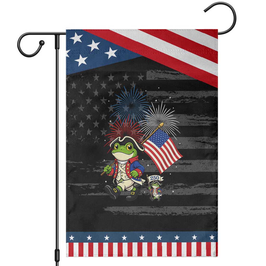 Funny Patriotic Frog Garden Flag Celebrating 250 Years Of Freedom TS12 Distressed Black Blue Print Your Wear