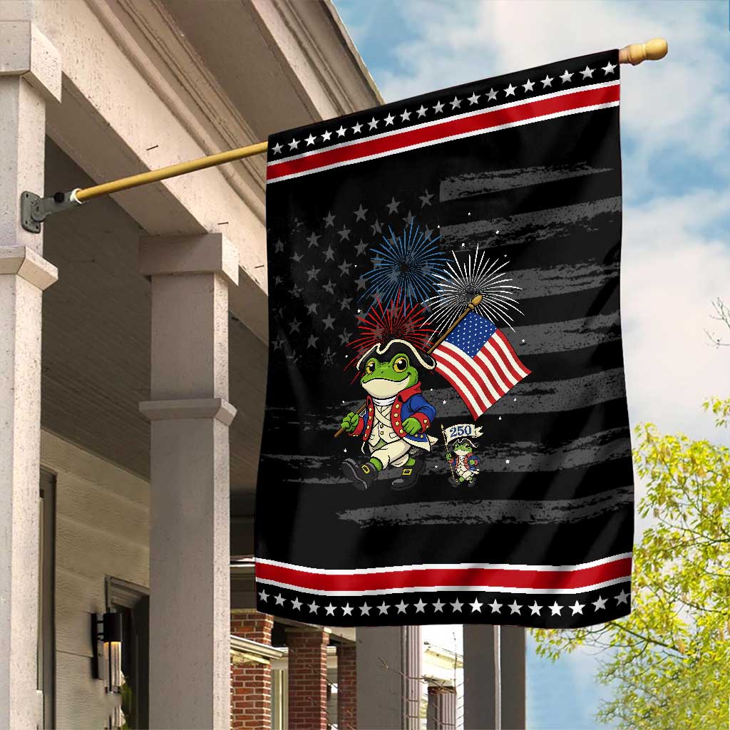 Funny Patriotic Frog Garden Flag Celebrating 250 Years Of Freedom TS12 Distressed Black Red Print Your Wear