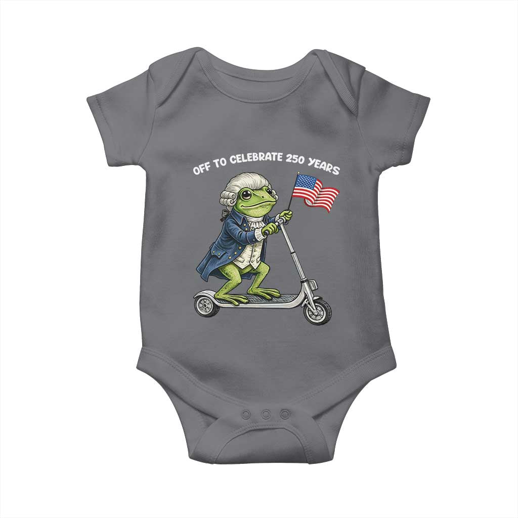 Funny Patriotic Frog Baby Onesie Off To Celebrate 250 Years Of Freedom TS12 Charcoal Print Your Wear