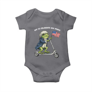 Funny Patriotic Frog Baby Onesie Off To Celebrate 250 Years Of Freedom TS12 Charcoal Print Your Wear