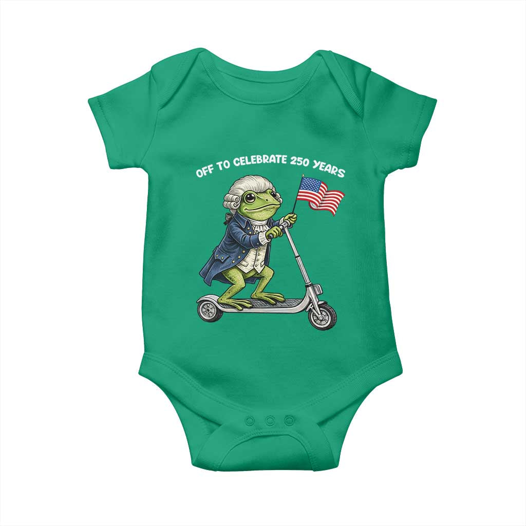 Funny Patriotic Frog Baby Onesie Off To Celebrate 250 Years Of Freedom TS12 Irish Green Print Your Wear