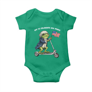 Funny Patriotic Frog Baby Onesie Off To Celebrate 250 Years Of Freedom TS12 Irish Green Print Your Wear