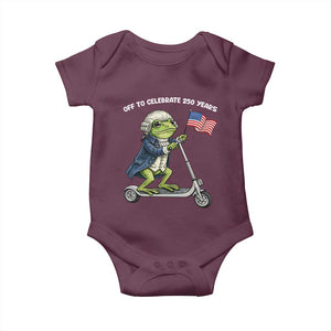 Funny Patriotic Frog Baby Onesie Off To Celebrate 250 Years Of Freedom TS12 Maroon Print Your Wear