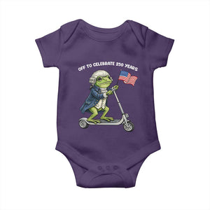 Funny Patriotic Frog Baby Onesie Off To Celebrate 250 Years Of Freedom TS12 Purple Print Your Wear