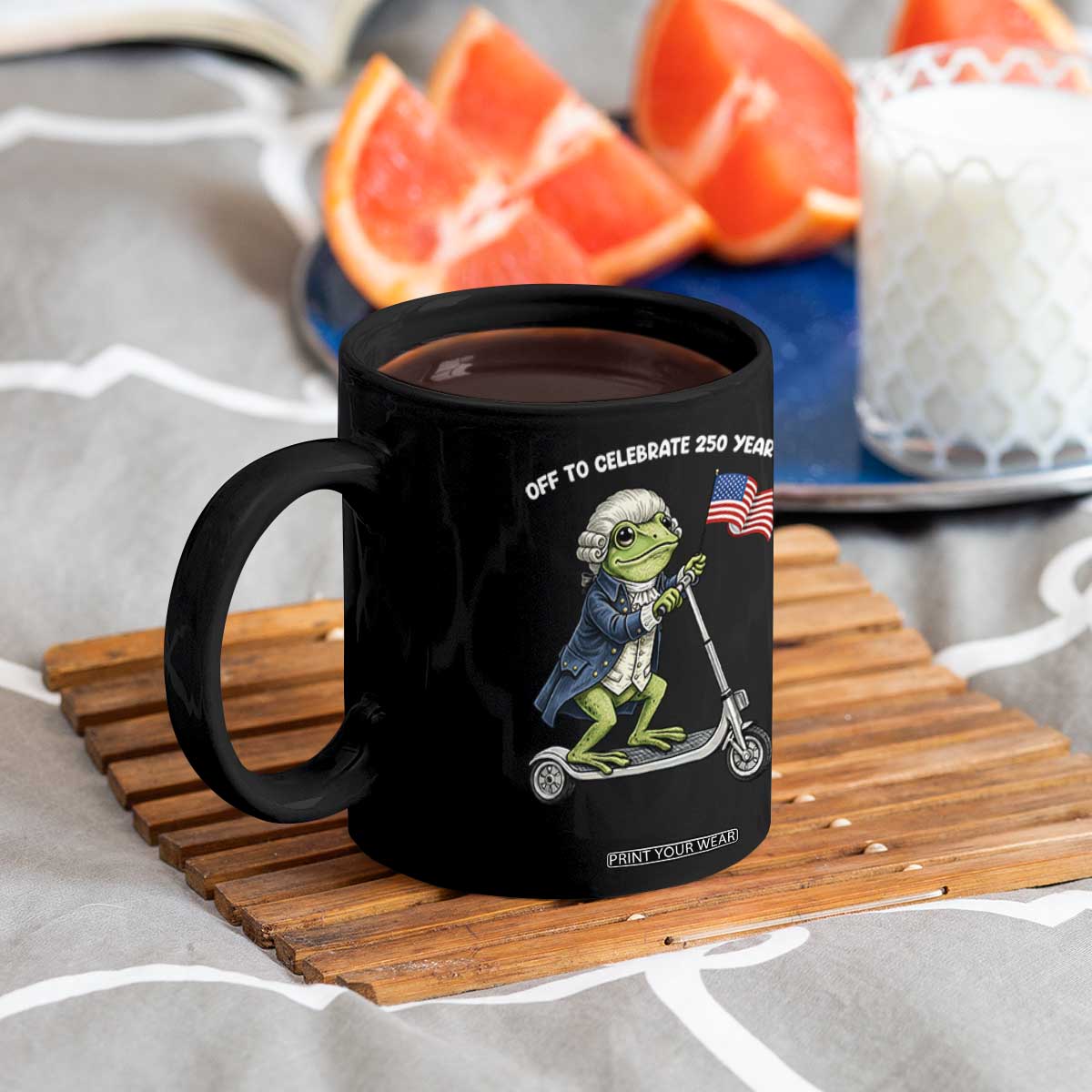 Funny Patriotic Frog Coffee Mug Off To Celebrate 250 Years Of Freedom TS12 Print Your Wear