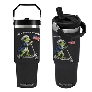 Funny Patriotic Frog Flip Straw Tumbler Off To Celebrate 250 Years Of Freedom TS12 One Size: 30 oz Black Print Your Wear