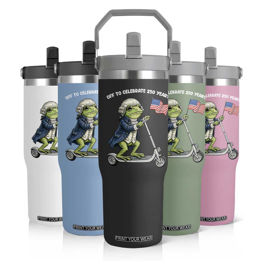 Funny Patriotic Frog Flip Straw Tumbler Off To Celebrate 250 Years Of Freedom TS12 Print Your Wear