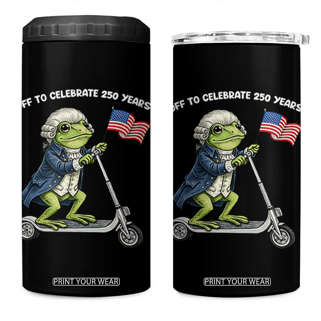 Funny Patriotic Frog 4 in 1 Can Cooler Tumbler Off To Celebrate 250 Years Of Freedom TS12 One Size: 16 oz Black Print Your Wear