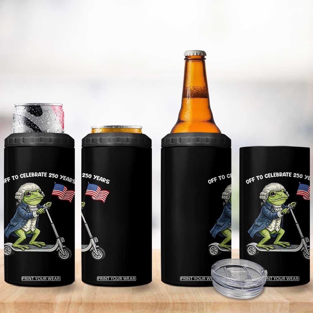 Funny Patriotic Frog 4 in 1 Can Cooler Tumbler Off To Celebrate 250 Years Of Freedom TS12 Print Your Wear