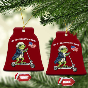 Funny Patriotic Frog Ceramic Ornament Off To Celebrate 250 Years Of Freedom TS12 Print Your Wear