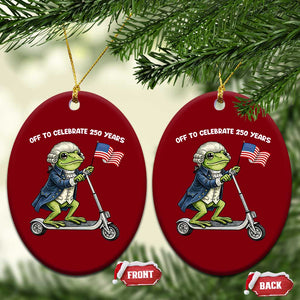 Funny Patriotic Frog Ceramic Ornament Off To Celebrate 250 Years Of Freedom TS12 Print Your Wear
