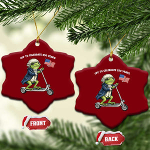 Funny Patriotic Frog Ceramic Ornament Off To Celebrate 250 Years Of Freedom TS12 Print Your Wear