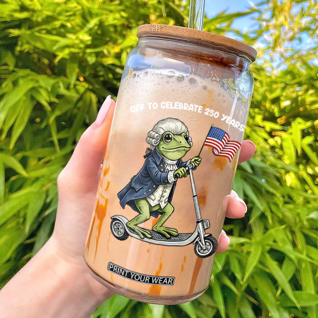 Funny Patriotic Frog Glass Can Off To Celebrate 250 Years Of Freedom TS12 Black Print Your Wear