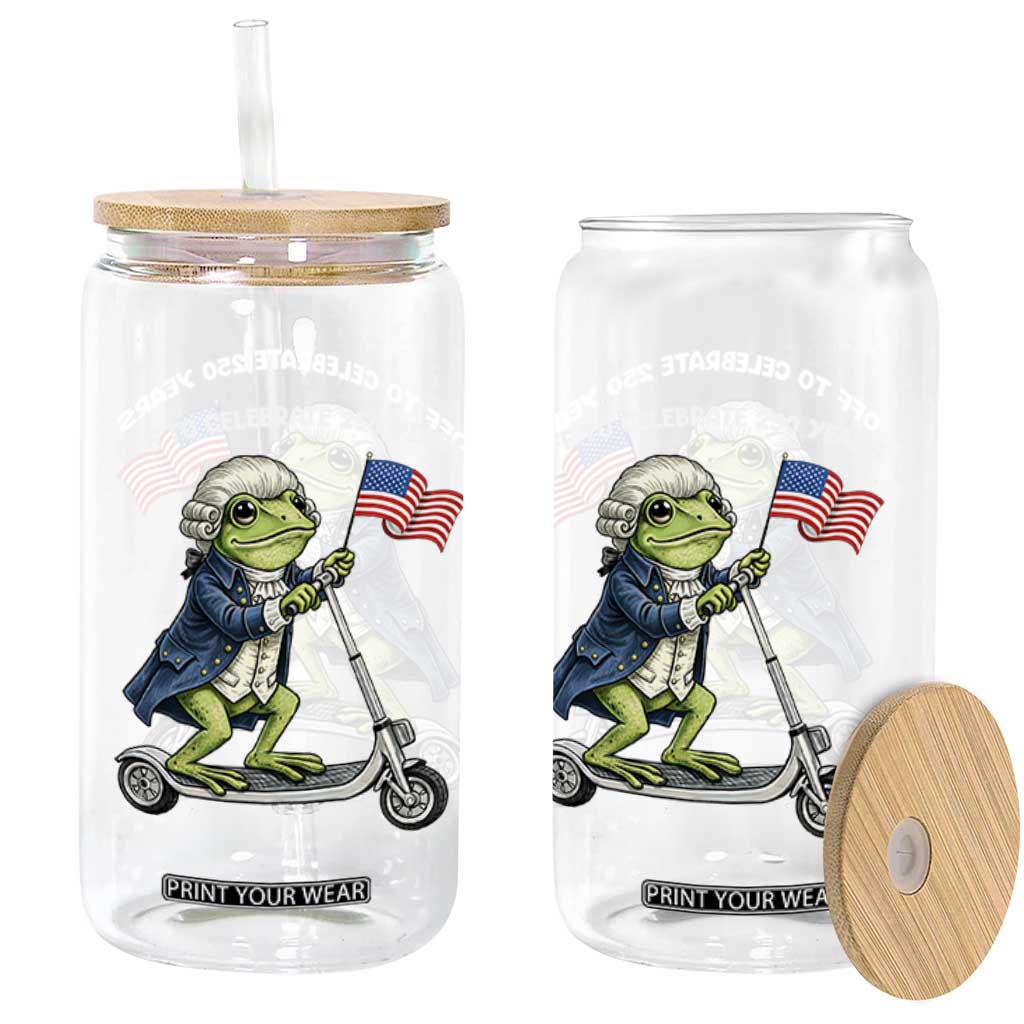 Funny Patriotic Frog Glass Can Off To Celebrate 250 Years Of Freedom TS12 Print Your Wear