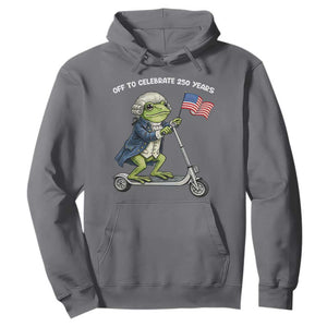 Funny Patriotic Frog Hoodie Off To Celebrate 250 Years Of Freedom TS12 Charcoal Print Your Wear