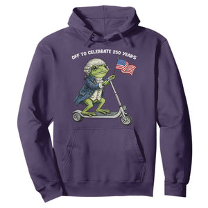 Funny Patriotic Frog Hoodie Off To Celebrate 250 Years Of Freedom TS12 Purple Print Your Wear