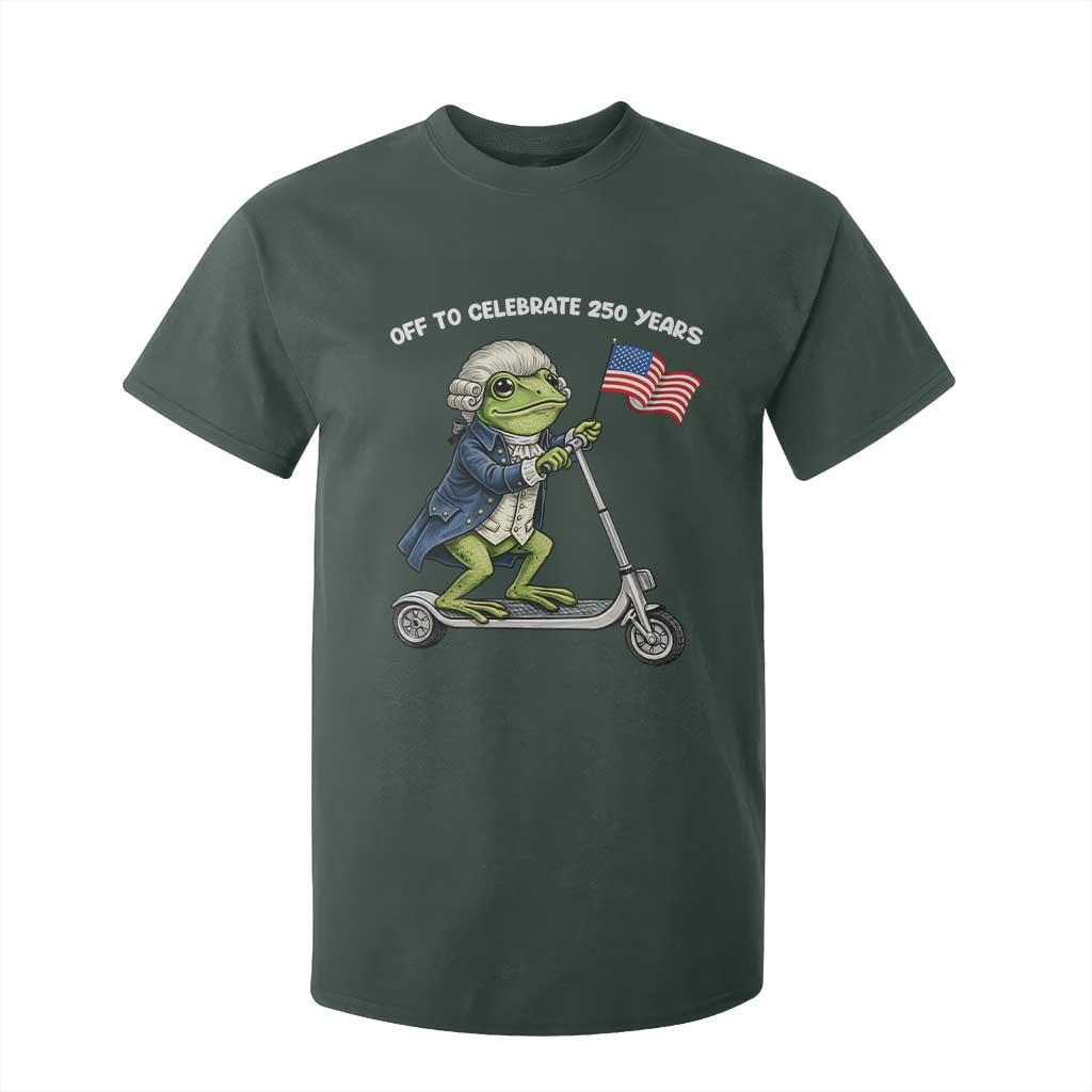 Funny Patriotic Frog T Shirt For Kid Off To Celebrate 250 Years Of Freedom TS12 Dark Forest Green Print Your Wear