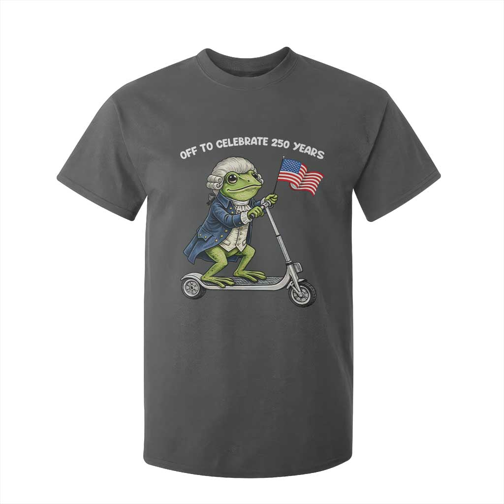 Funny Patriotic Frog T Shirt For Kid Off To Celebrate 250 Years Of Freedom TS12 Dark Heather Print Your Wear