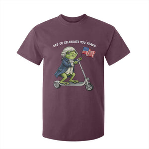 Funny Patriotic Frog T Shirt For Kid Off To Celebrate 250 Years Of Freedom TS12 Maroon Print Your Wear