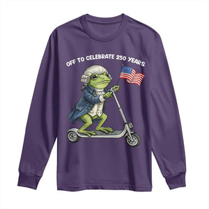 Funny Patriotic Frog Long Sleeve Shirt Off To Celebrate 250 Years Of Freedom TS12 Purple Print Your Wear