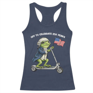 Funny Patriotic Frog Racerback Tank Top Off To Celebrate 250 Years Of Freedom TS12 Navy Print Your Wear