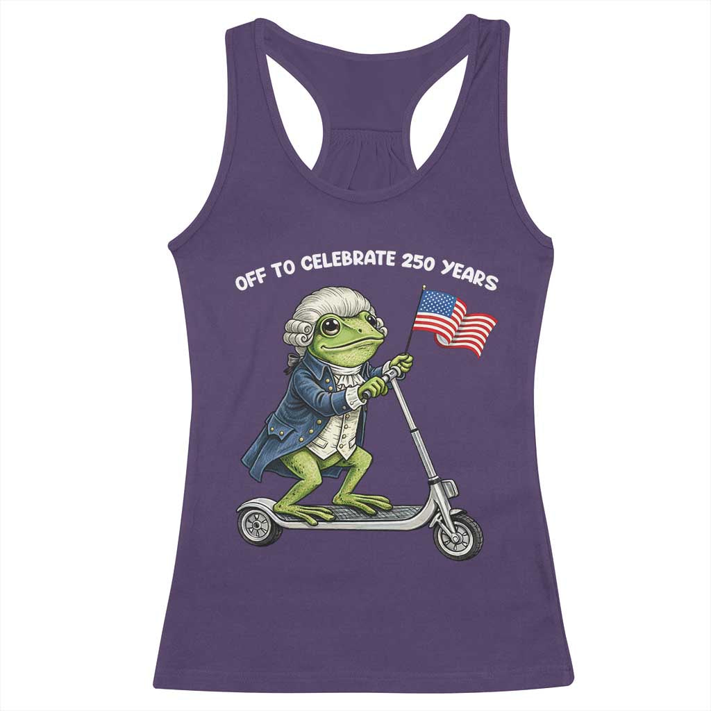 Funny Patriotic Frog Racerback Tank Top Off To Celebrate 250 Years Of Freedom TS12 Purple Print Your Wear